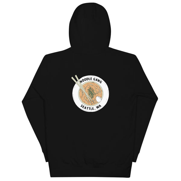 Noodle Gang Seattle Classic Pullover Hoodie (front and back)
